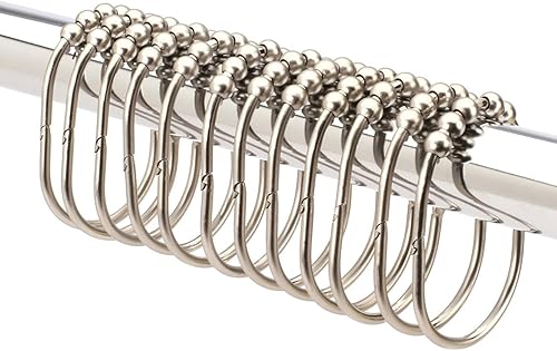 Miniatura 9 de 2 Lb. Depot Juego de 12 anillos anchos para cortina de ducha, fáciles de deslizar y a prueba de óxido, ganchos de cortina de ducha de acero