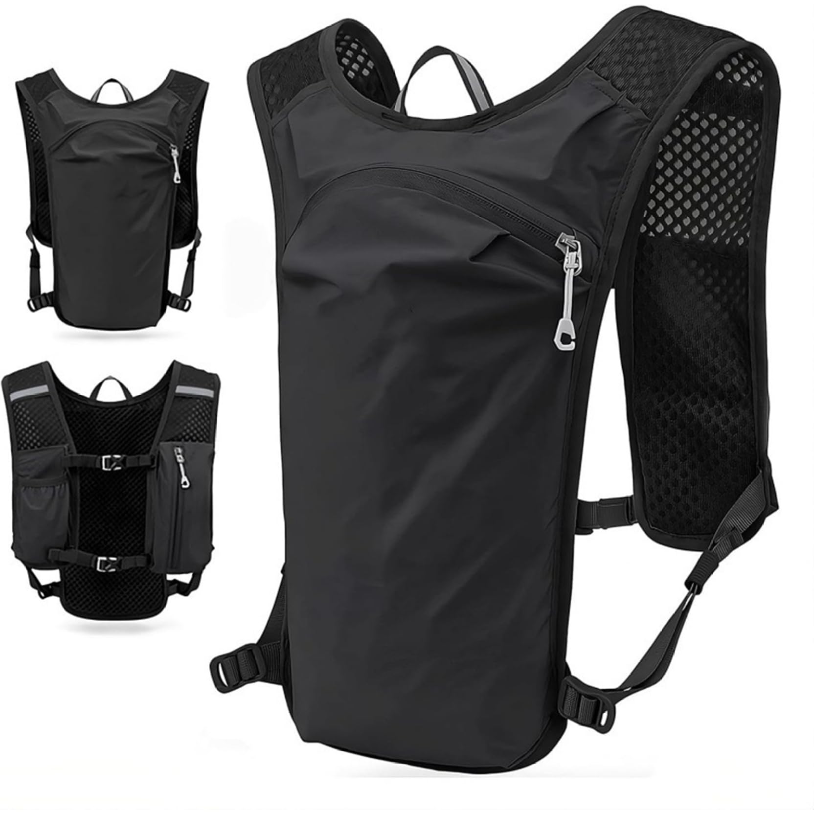 Heidouse Running Vest Safe Reflective Running Backpack Lightweight ? Breathable Marathon Hydration Vest with Pockets ? Adjustable Strap for Hiking Camping Marathon Cycling Race