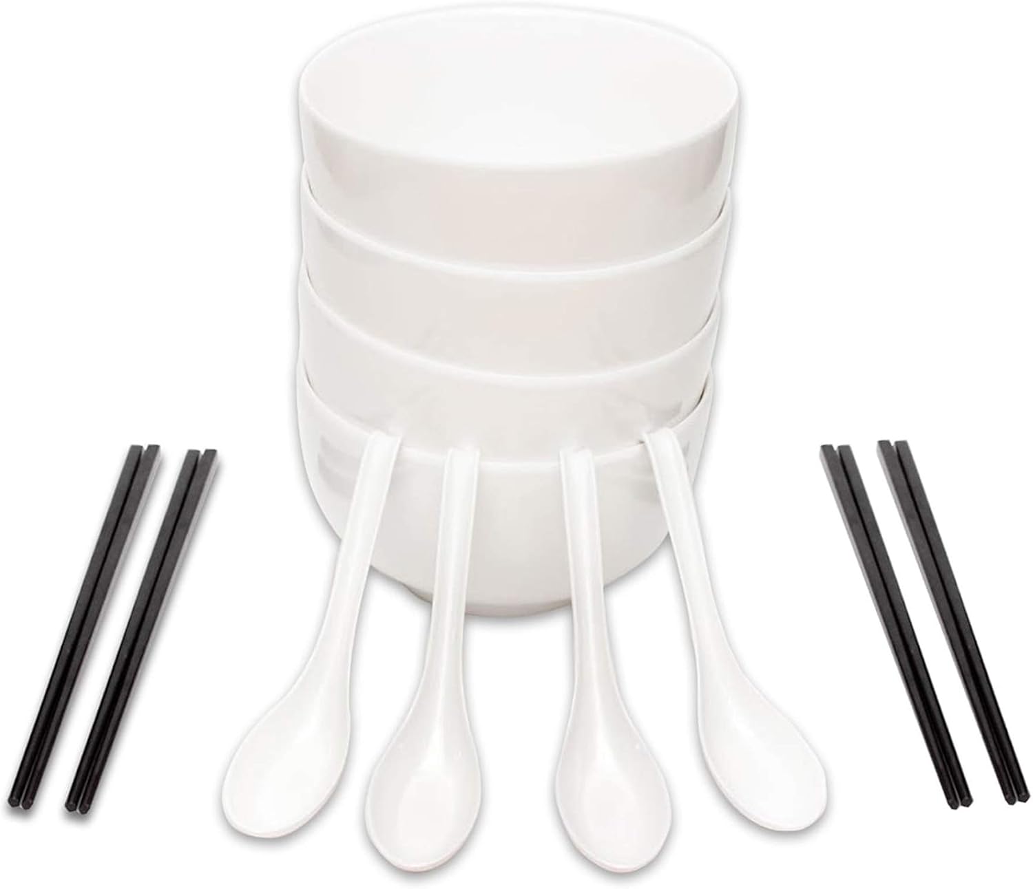 Rovatta Ramen Noodle Soup Bowl Set 12Pcs (4 SETS) 48 Oz Japanese