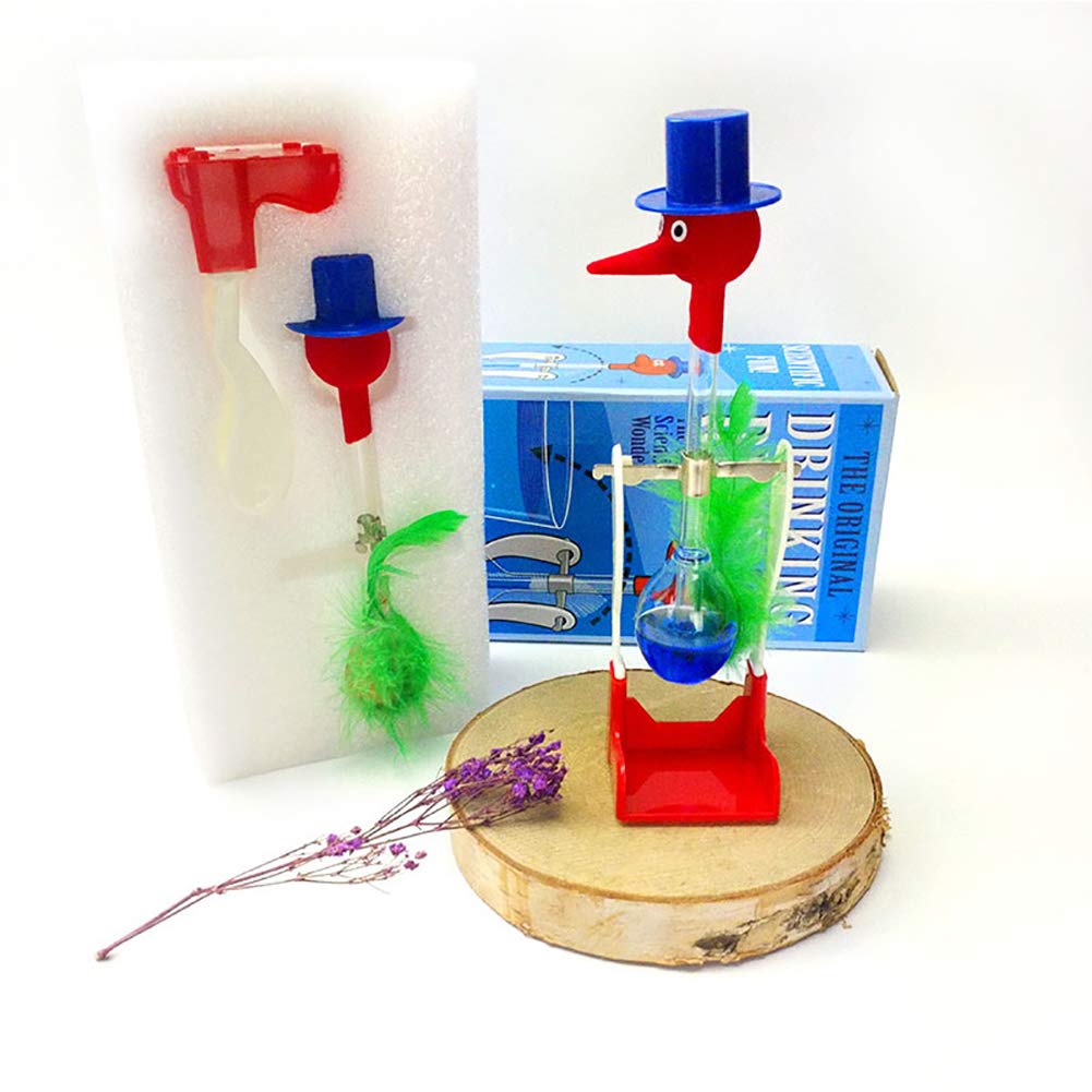 Fuhjythy Pájaro Bebedor Transparente con Fluido Movimiento Perpetuo Equilibrio Beber Agua Pájaro Sin Parar Juguetes Educativos para Niños,B