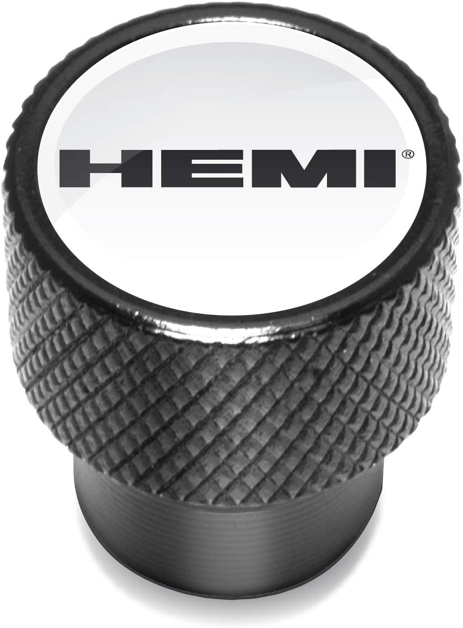 iPick Image for HEMI Logo in White on Black Aluminum Tire Valve Stem Caps - Official Licensed