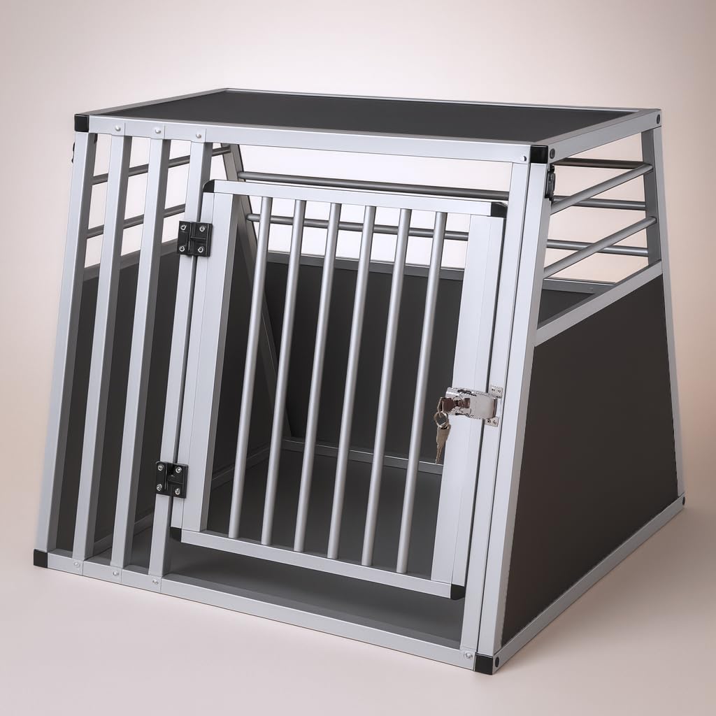 NK Transportín Perro Coche - Jaula para Perro con con Puerta y Cerradura, Ligera y Resistente, Diseño Compacto, Montaje Rápido y Sencillo, Fácil de Limpiar, Espacioso y Cómodo, Tamaño M