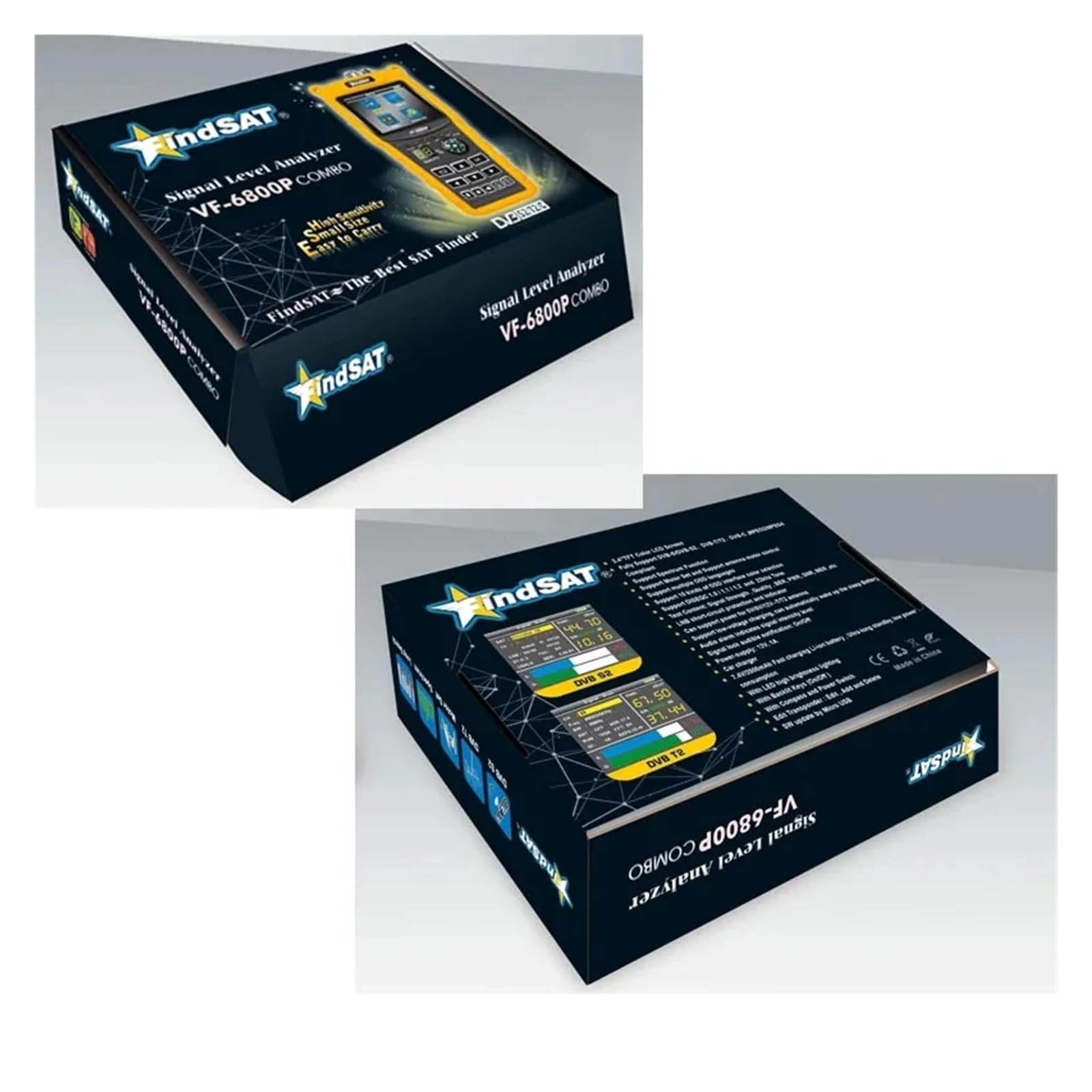 Satfinder Findsat VF-6800P VF 6800P DVB-S2 DVB-C DVB-T2 combo Misuratore satellitare V8 Finder Max vs SATLINK ST-5155 V10 Pro