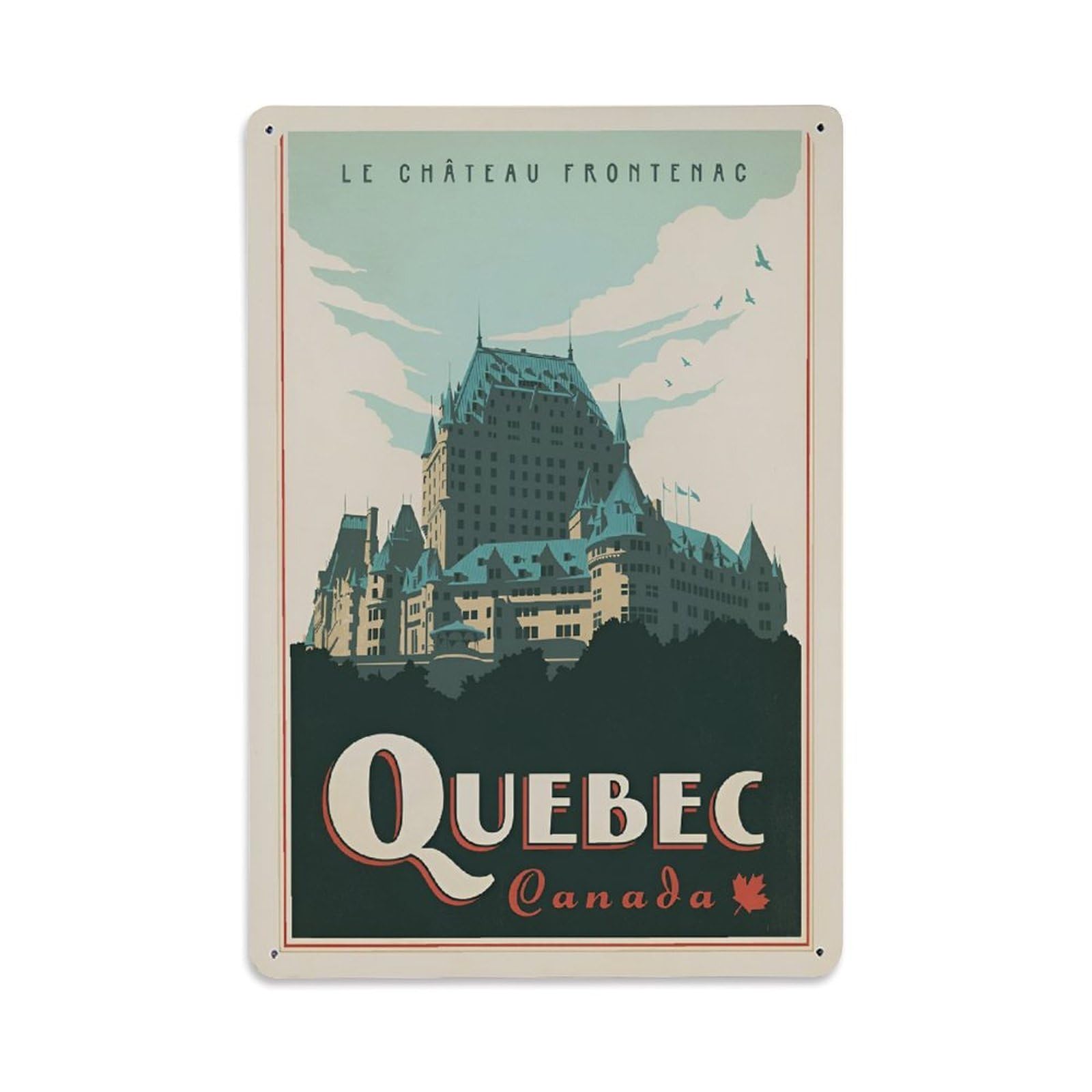 Vintage Trave Poster Canada Quebec Metal Tin Sign Wall Decor for Cafe, Club, Garden Metal Poster 8x12Inch