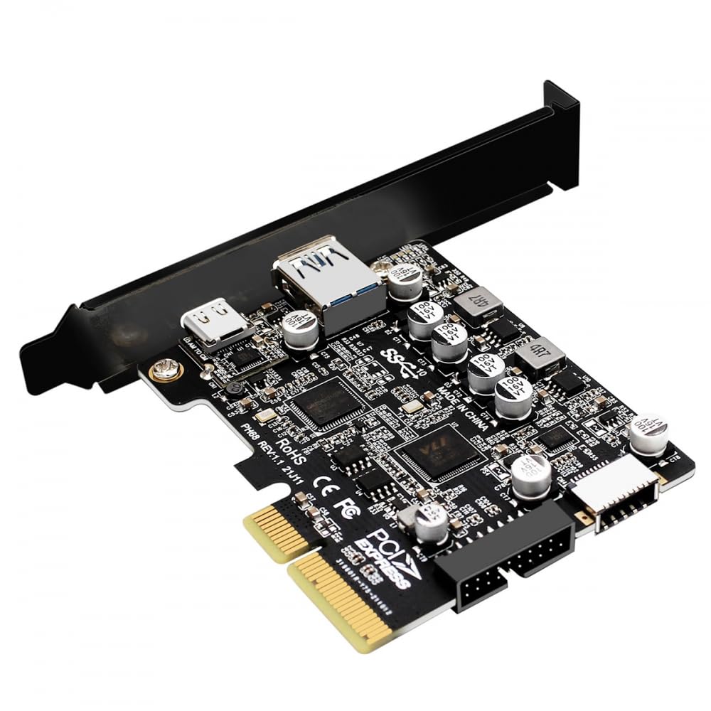 CY Adaptateur 10 Gbit/s Type-E USB 3.1 Prise Frontale et USB 3.0 19 broches/20 Broches et Type-A USB-C vers PCI-E Express Card Adapter ASM3142 VL822