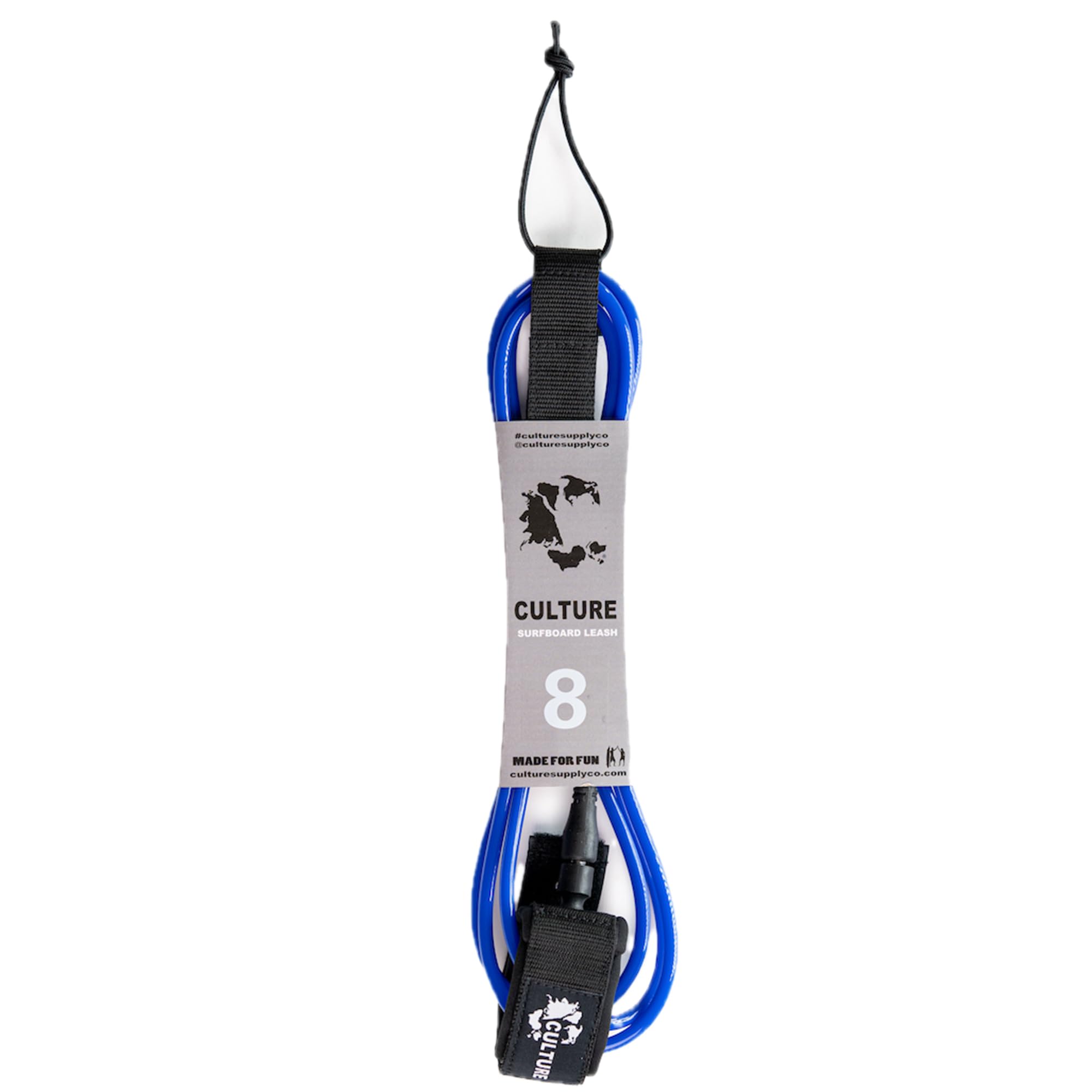 Culture Supply Correa para tabla de surf (6 tamaños – 4 colores): 6 pies Comp | 6 pies Reg | 7 pies | 8 pies | 9 pies | 10 pies (azul, 8 pies (cable de 7 mm)