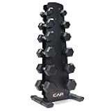 Rubber Coated Dumbbell Weight Set with Vertical Rack | 100 lb, 150 lb, and 210 lb Options