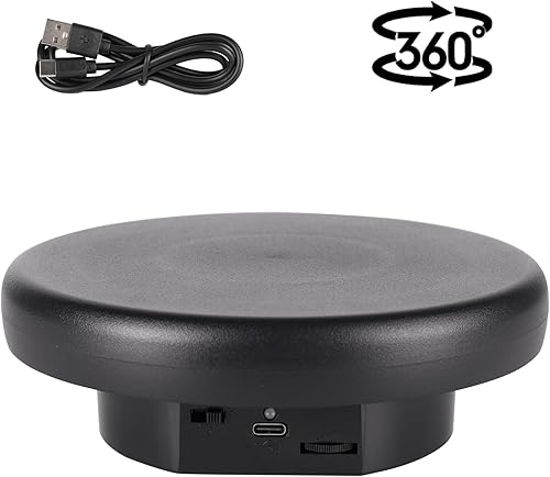 Miniatura 31 de Soporte de exhibición giratorio motorizado, carga de 5 pulgadas/11 libras, plataforma giratoria de 360° para relojes de joyería, modelos 3D, pastel