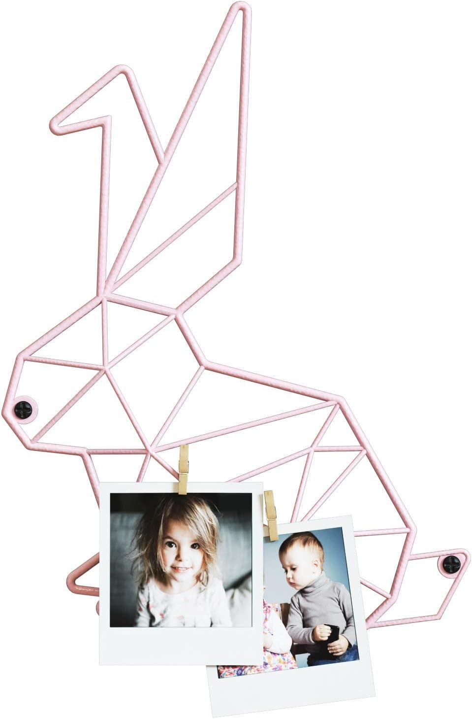 Cevillo Stylish Wire Metal Wall Grid Panel – Perfect as Photo Frame, Office Organization – Multi-Functional Wall Storage Display (Light Pink | Bunny)