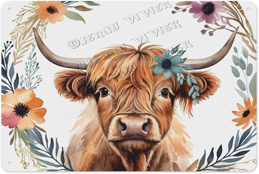 Vintage Cow Aluminum Metal Sign, 12 x 16 Inches, Adds Rustic Farmhouse Charm to Your Kitchen, Living Room, or Garden with Timeless Appeal, Perfect Metal Sign for Cow Lovers