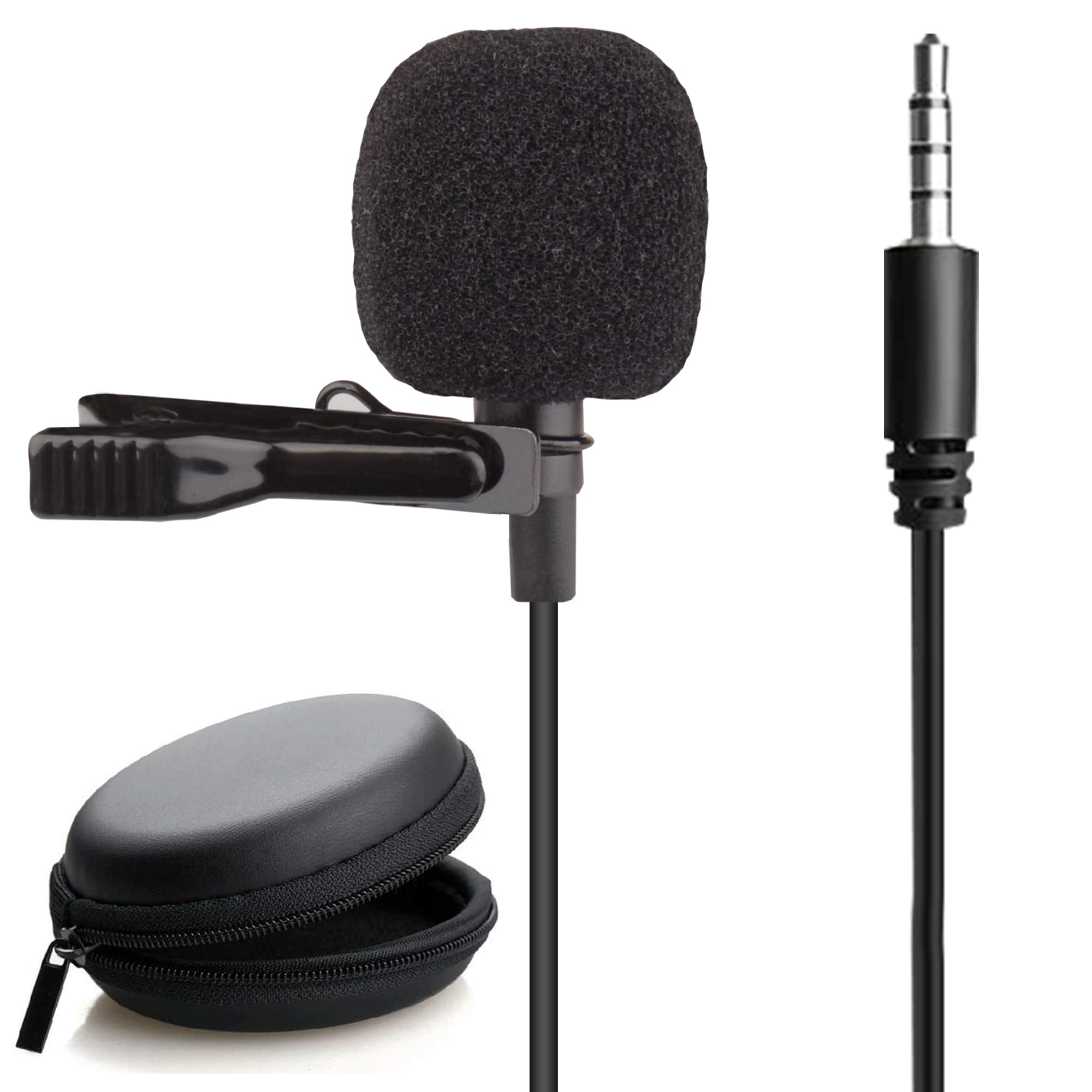 Professional Grade (V2 Version) Youtuber Collar Microphone with Pouch for YouTube Omnidirectional Phone Collar Mic for Voice Recording YouTube Podcast ASMR (Pack of 1, Dark Black)