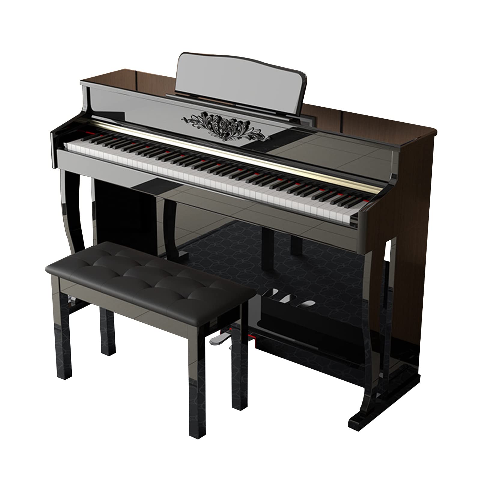 Pianoforte digitale a 88 tasti con azione a martelli pesati, base mobile, triplo pedale, sgabello e connettività MIDI per principianti e professionisti