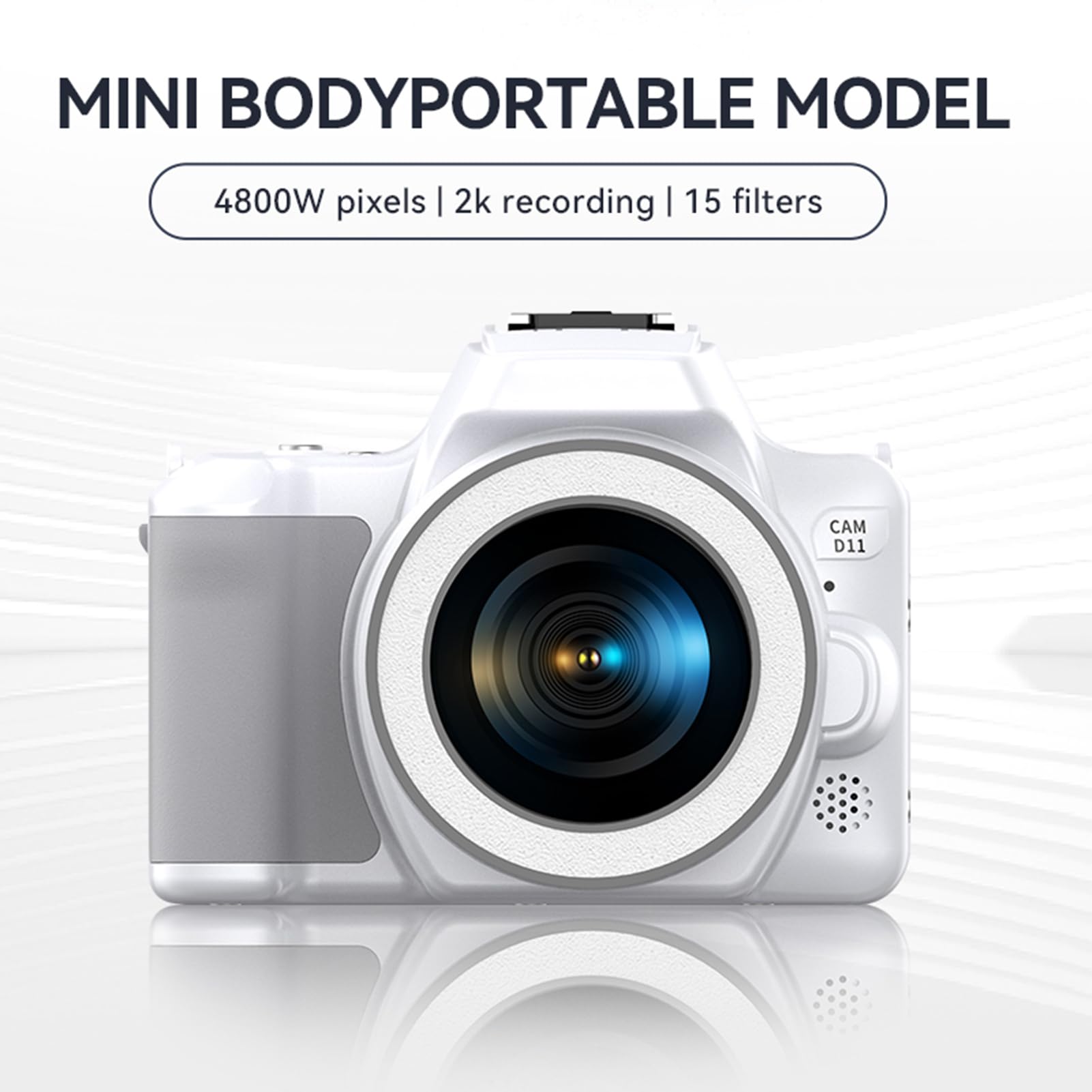 CCYLEZ Camera Digitale 2K, Fotocamera da Vlogging da 48 MP con Zoom 16x, Dual Lente a Schermo da 2,0 Pollici per gli Appassionati di Fotografie Principianti (D11 bianco)