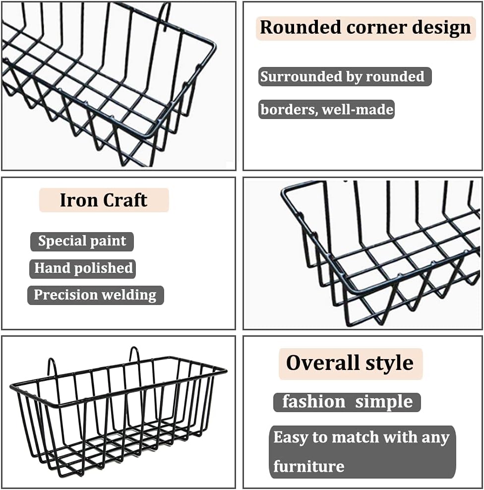 3 Pack Wire Baskets,Wall Grid Panel Hanging Wire Basket,Wall Storage and Display Basket for Cabinet & Pantry Organization and Kitchen,Bathroom,Bedroom Storage - Image 4