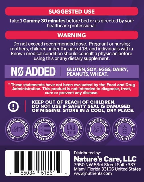 Miniatura 6 de Gomitas de melatonina de 10 mg con 10 mg de melatonina por gomita (60 porciones)  Ayuda para dormir de máxima fuerza para adultos  Sin gluten, sin