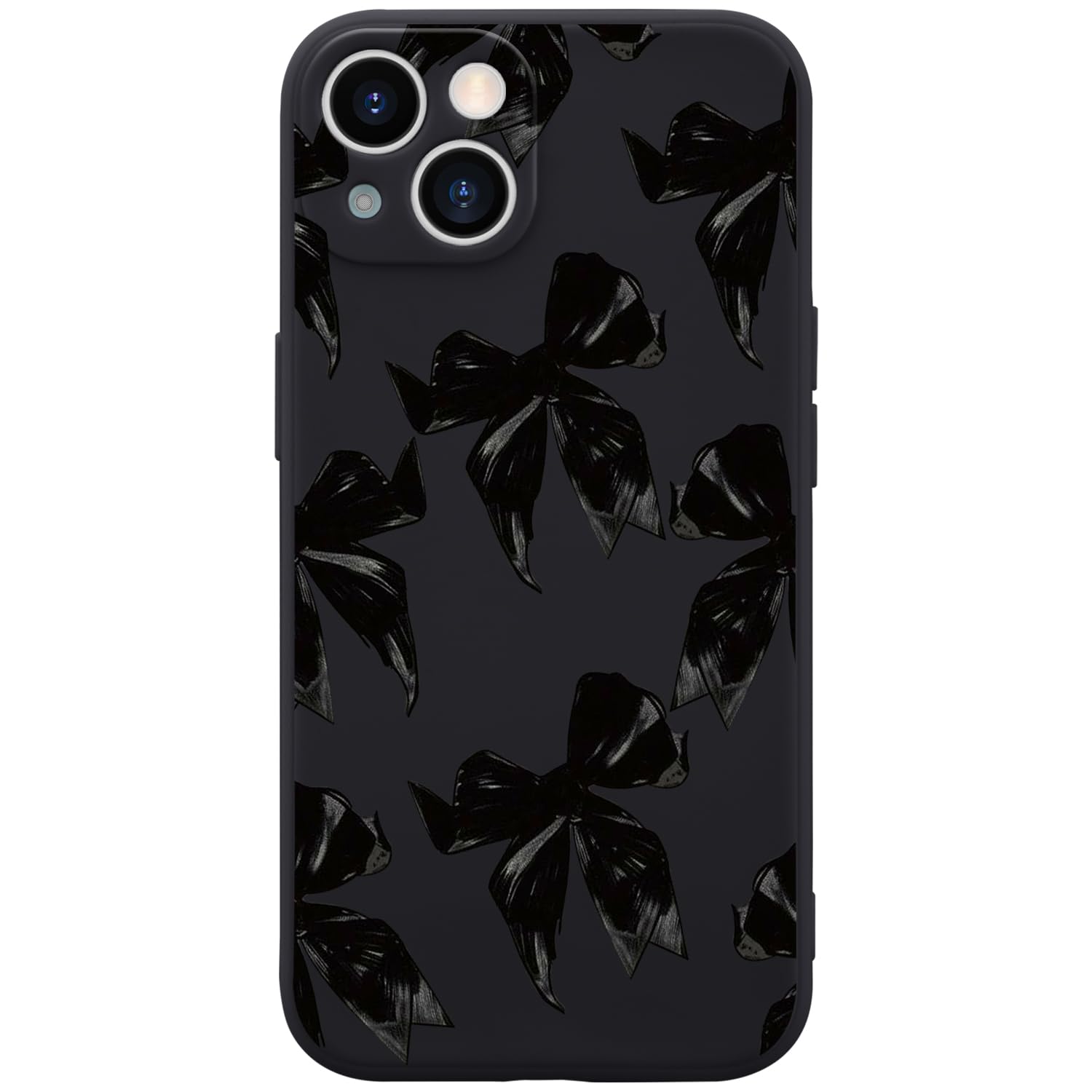 Wihytec Black Bow Phone Case for iPhone 11 Bow Case Cover Liquid Silicone Soft Gel Rubber Matt Phone Cover with Microfiber Lining