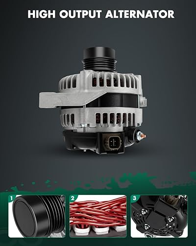 Miniatura 5 de SCITOO Alternador 11402 apto para Toyota Camry 2012-2015 para Toyota Rav4 2009-2012 104210-2270 210-0722 12V 100Amp CW SD6 polea clase 104210-2270