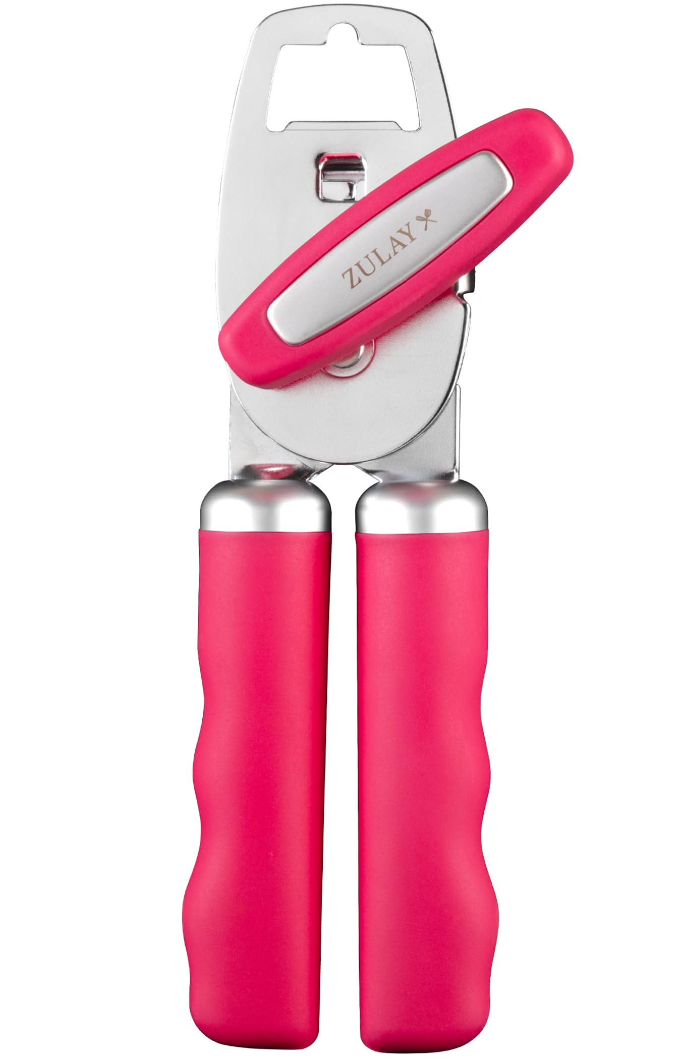 Zulay Kitchen Manual Can Opener Heavy Duty Patented Stainless Steel, Berry