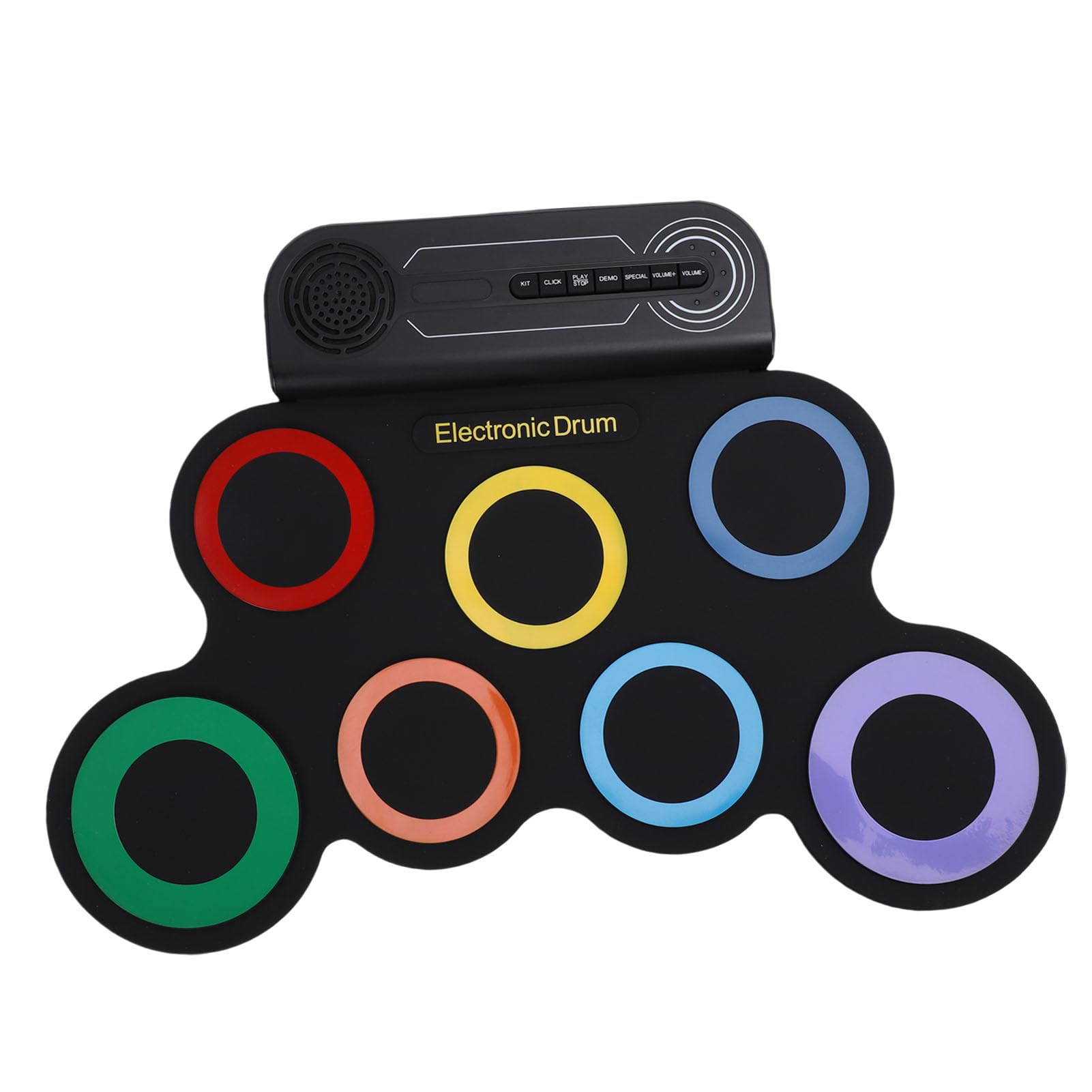 Alomejor Set di Batteria Elettronica Arrotolabile, Pad per Batteria con Altoparlante Stereo Integrato con 7 Pad, 2 Pedali, Ricaricabile per Esercitazione dei Bambini