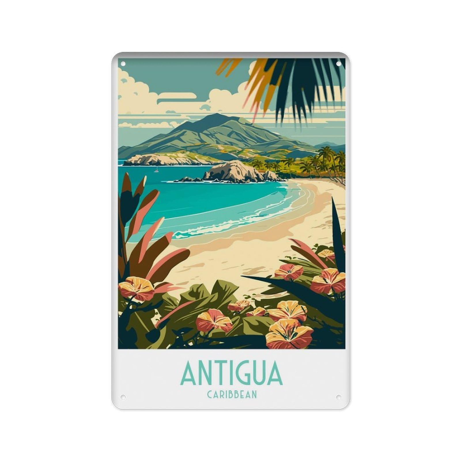 peiyeety Metal Tin Sign Antigua Travel Travel Antigua Poster Antigua Travel Poster Antigua Art Antigua Travel Poster Caribbean Sea 8 X 12 Inch