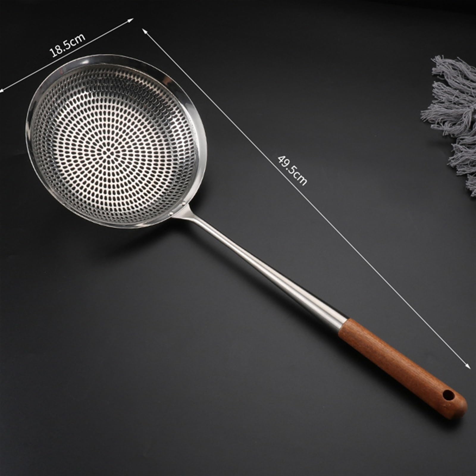 Colador Espumadera Cuchara Ranurada Inoxidable, Mango largo de madera Colador de pasta Escurridor de fideos Cucharas Espumador de cocina Colador de papas fritas Filtro de alimentos Nuevos utensilios d