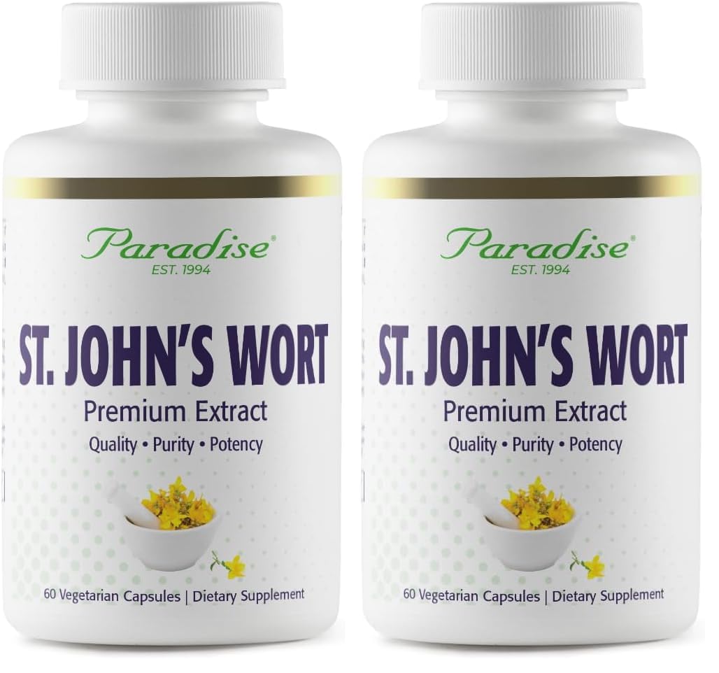 Paradise Herbs St. John's Wort Extract, Super Potent, Ultra Pure, Vegan, Non-GMO, 90 Vegetarian Capsules (Pack of 2) 60 Count (Pack of 2)