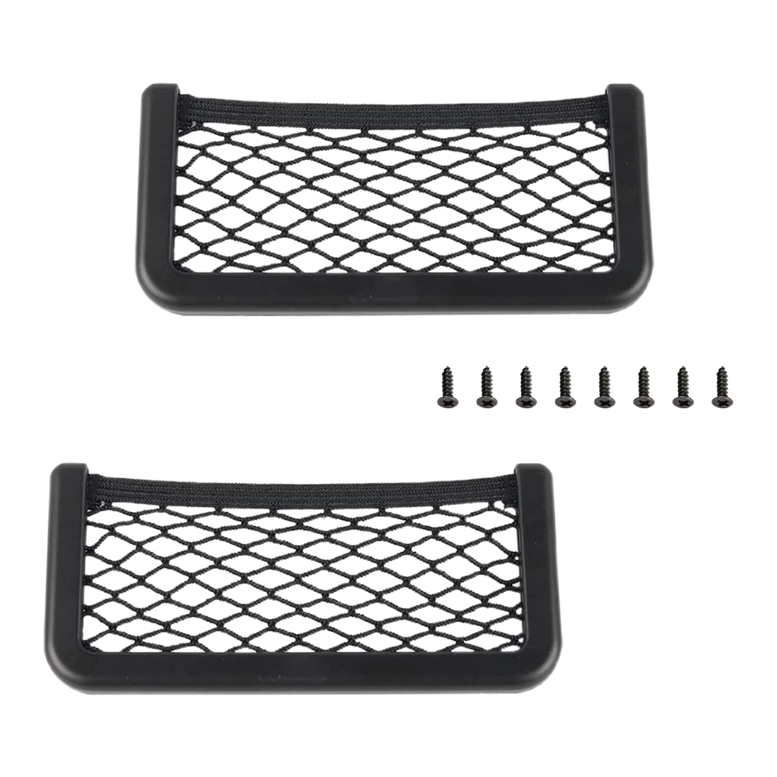 JeeZhuBotao 2 Pack Car Storage Net Bags Space Saving Black Mesh Organizer Nets with Plastic Frame Reusable 20x9cm Elastic Storage Nets for Auto and Rv Storing Small Things