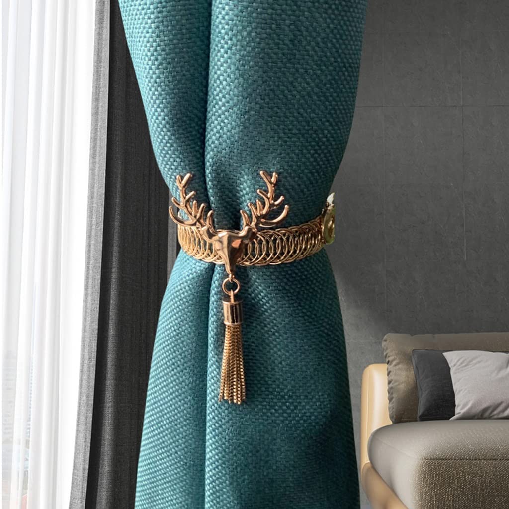 Embrasses de Rideaux en métal Extensible avec tête de cerf, embrasses de Rideaux, Crochets pour Rideaux pour la Maison(
