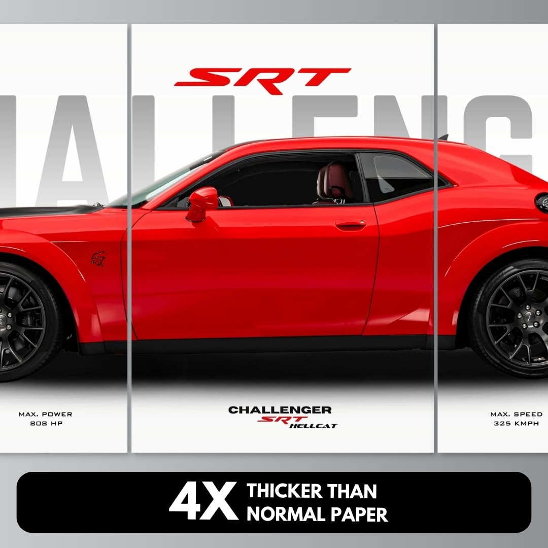 Dodge Challenger Poster Split Design Car Posters | 3 A3 Sized