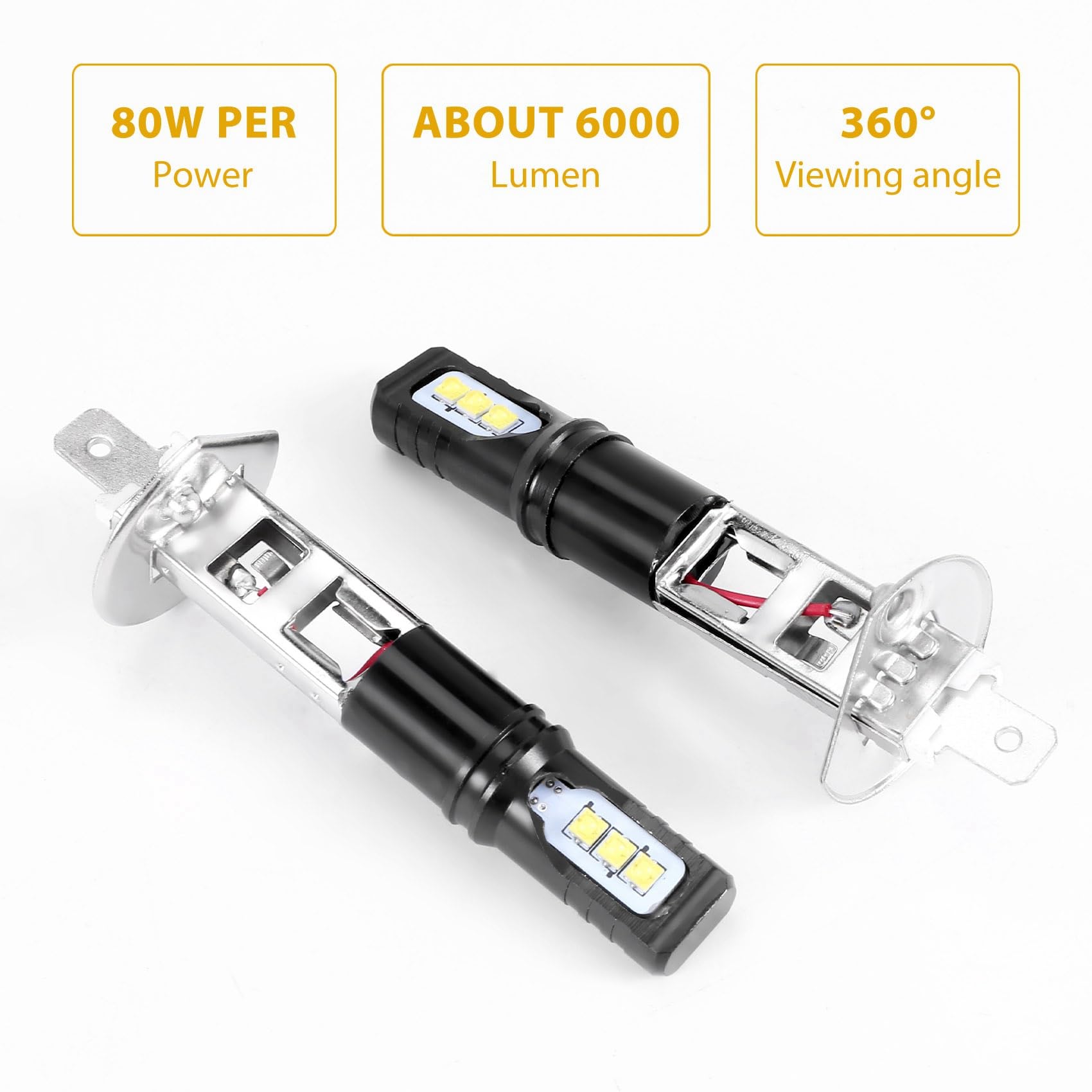 20X H1 6000K Super Bright Bianca 6000LM DRL LED Kit Lampadina per Abbaglianti