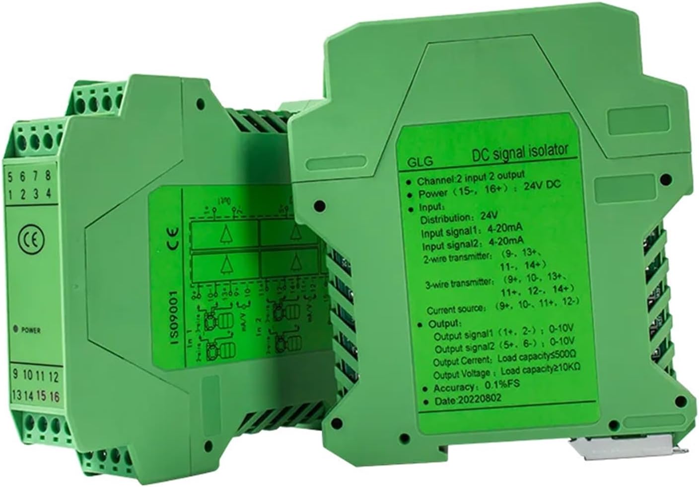 MNEXQML 1PCS 4 to 20mA 0 to 10V Signal Isolator 1 in 1 Out Analog Signal Converter Isolator 4-20mA Signal Isolator(2IN2OUT,Output 0-10V_Input 0-10V_DC24V)