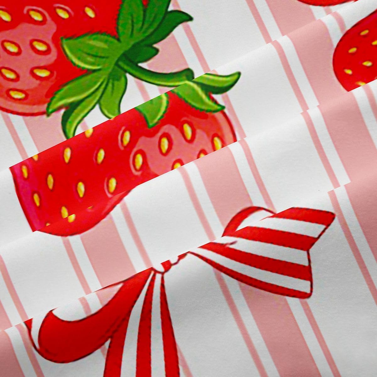 Feelyou Bow Curtains for Bedroom Living Room Strawberry Blackout Darkening Drapes Red Bow Window Treatments, 2 Panels 38 x 54 Inch Bowknot Room Decor Stripes