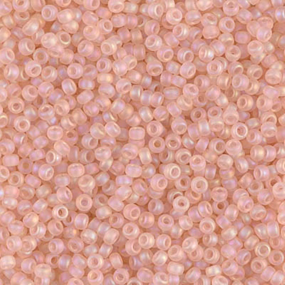 Pale Pink AB Matte Miyuki Japanese round rocailles glass seed beads 11/0 Approximately 24 gram 5 inch tube