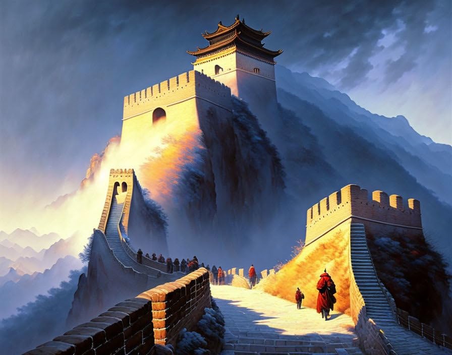 La Grande Muraille de Chine tableau sur toile sans cadre déco murale GerRit 58 x 90 cm