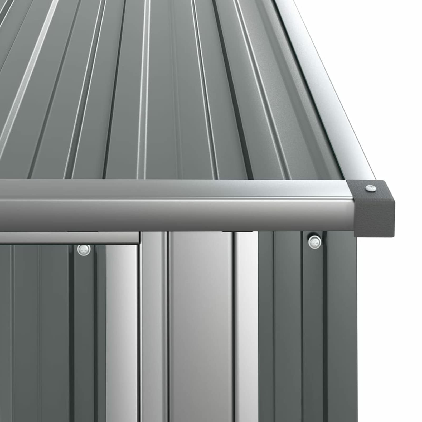 Gecheer Casetta per giardino in acciaio zincato, grigio, 118,5 x 97 x 209,5 cm, utensili in acciaio, cassetta degli attrezzi