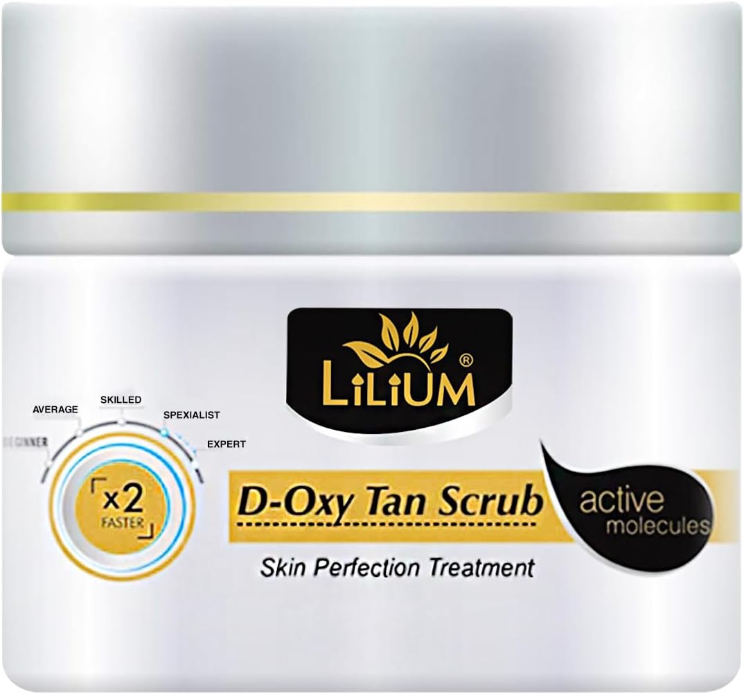 Lilium D Oxy Tan Scrub 40g | De Tans Removal Exfoliating & Lighten Acne Marks | Decrease UV Damage With Kojic & Milk | Paraben, Peroxide & Sulfate Free | 100% Vegan, Dermatologically Tested | Men & Women