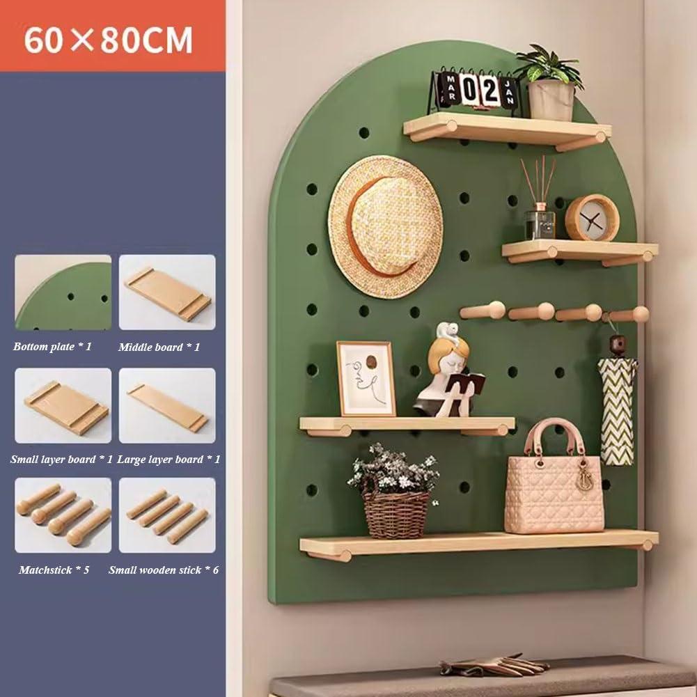 Organizador de madera para pared con ganchos, juego de herramientas de bricolaje, estante de almacenamiento modular para colgar en la pared
