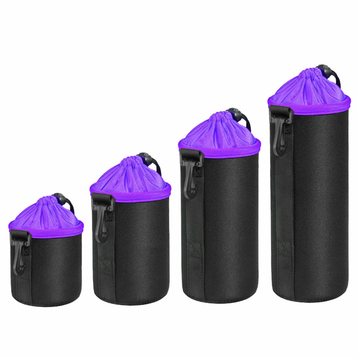 JOEJNCED 4Pcs Camera Lens Case, Dslr Camera Lens Bag, Ultra-Velvet Lining Protection, For Canon, Nikon, Sony, Olympus, Panasonic, Suitable For Dslr/Slr Camera Lenses (S.M.L.XL)