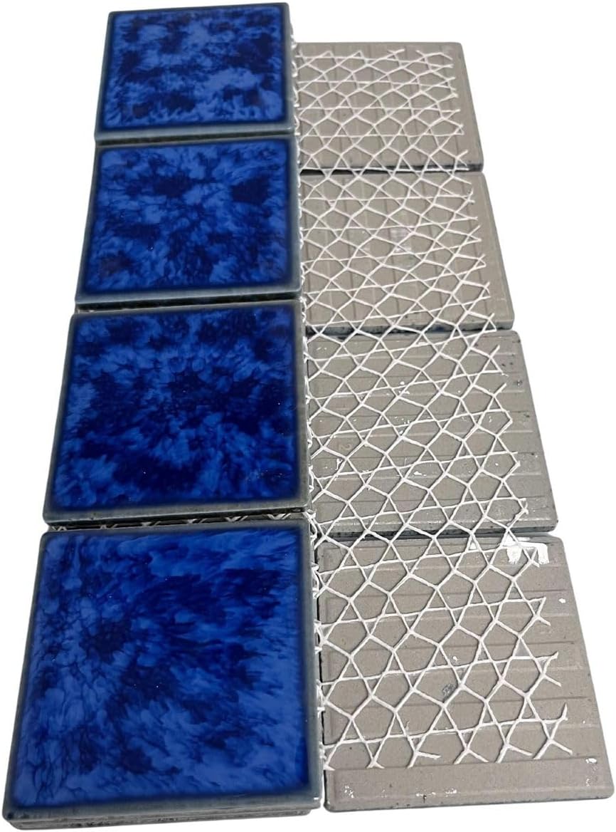 Tenedos T‎PACFD-PL Ultramarine Blue Water Splash Effect Square 3x3 Porcelain Pool Mosaic Floor Wall Tile Backsplash for Kitchen, Bathroom Shower, Swimming Pool, Accent Decor (1 Sheet)