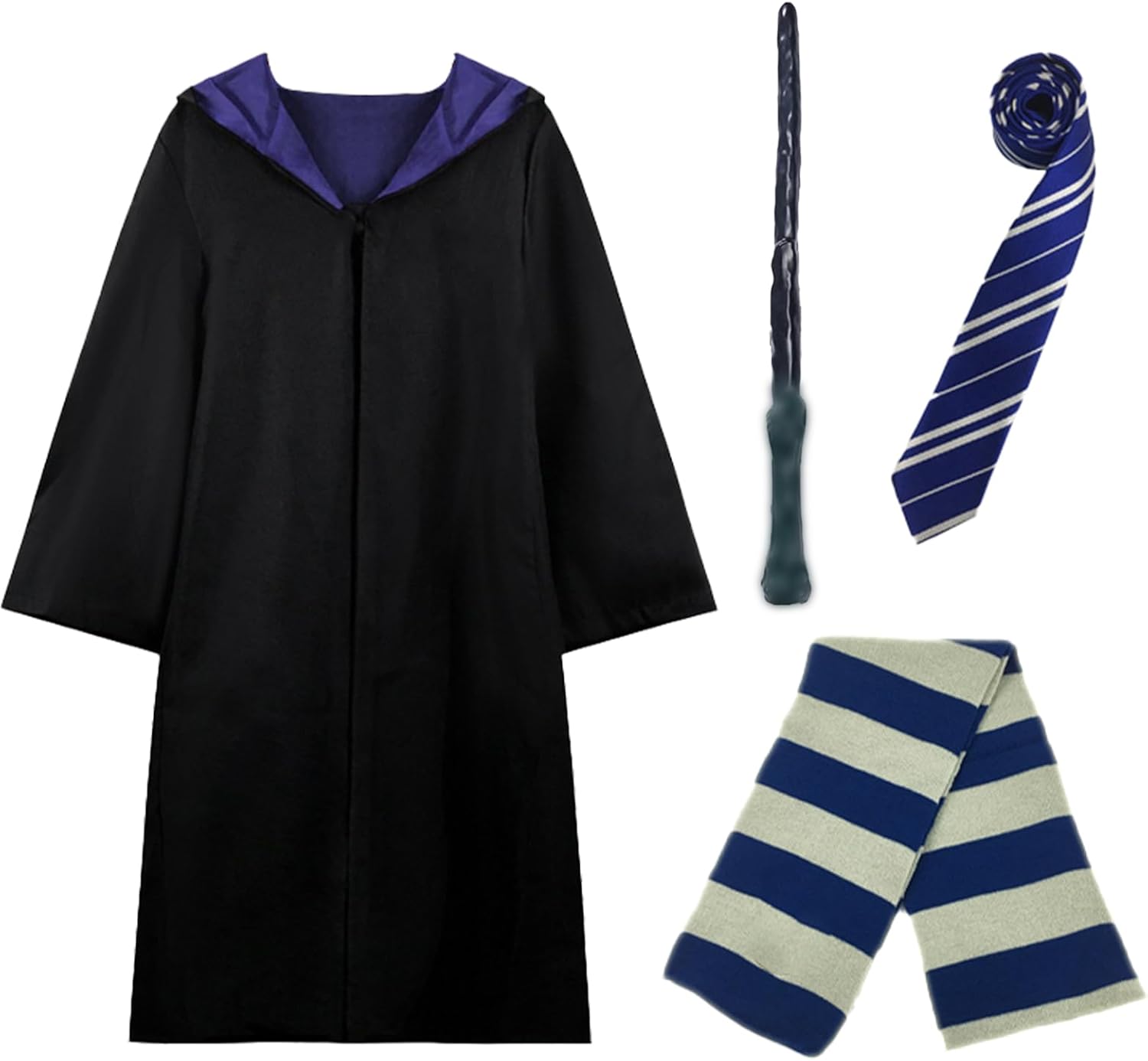Wizard Costume Cosplay Set, Wizard Cloak Robe for Adults Teens, Wizarding Halloween Costume Accessories for Party
