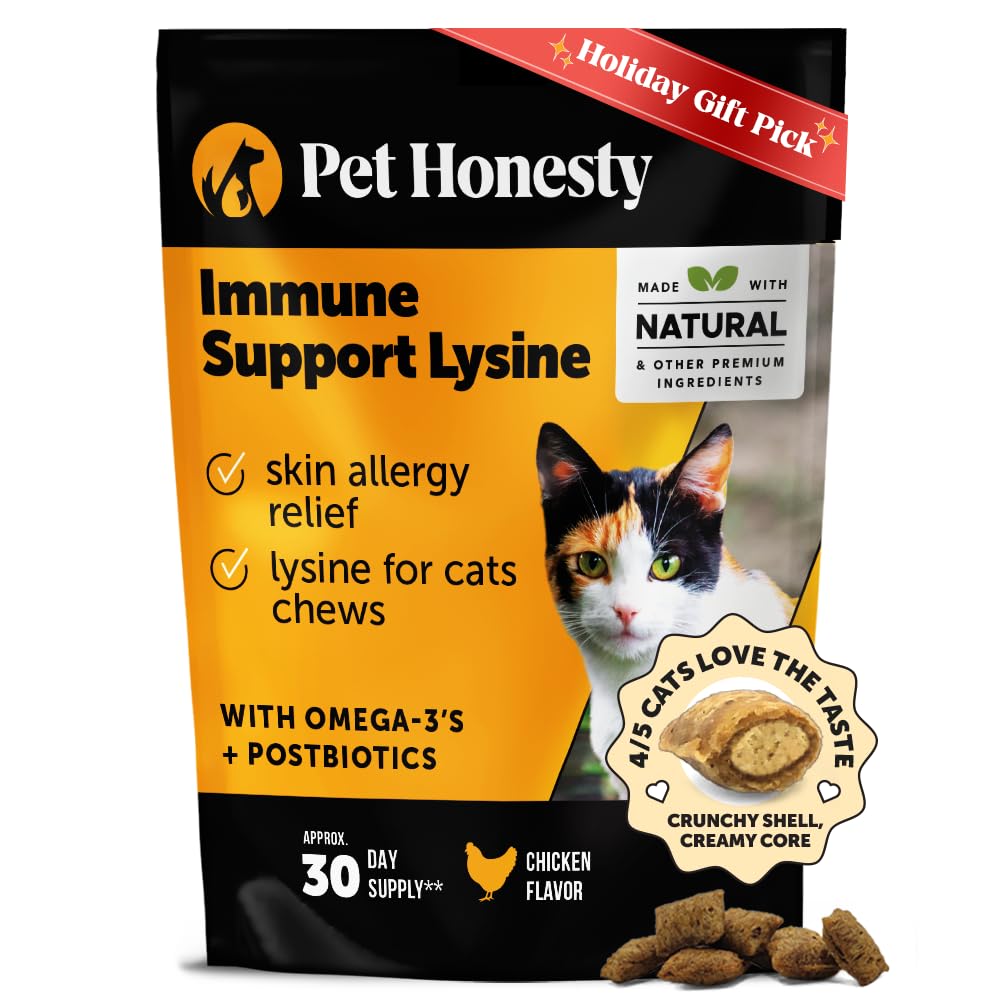 Cat Immune Support Lysine – Allergy Relief & Immune Health Supplement for Cats with L-Lysine, Colostrum, Quercetin & Omega-3 – Soothes Sneezing, Runny Nose & Itchy Skin Chicken, (30-Day Supply)