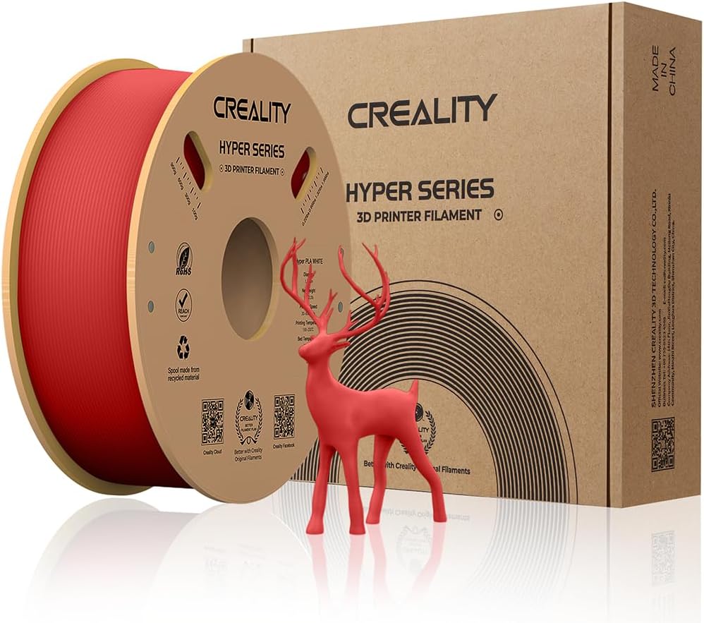 Creality Official Hyper PLA Filament Red 1KG, 3D Printer Filament for High Speed Printing, Durable and Resistant, Smooth, Overhang Performance Dimensional Accuracy +/-0.03mm, 2.2lbs/Spool