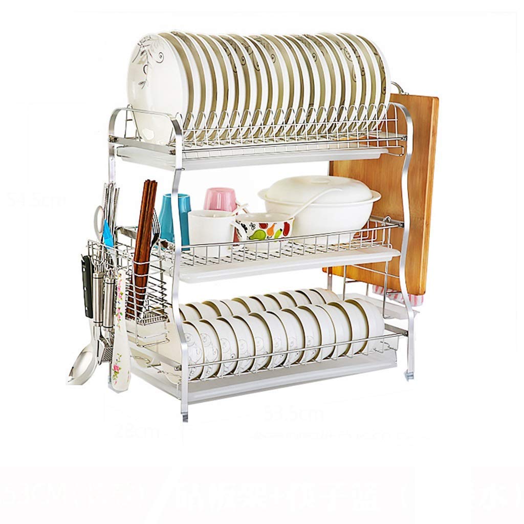 OGMOYT Cutlery Rack Drainer Dish Rack Kitchen Drain Tableware Storage 304 Stainless Steel Can Be Floor Wall Hanging Dish Cutlery,E