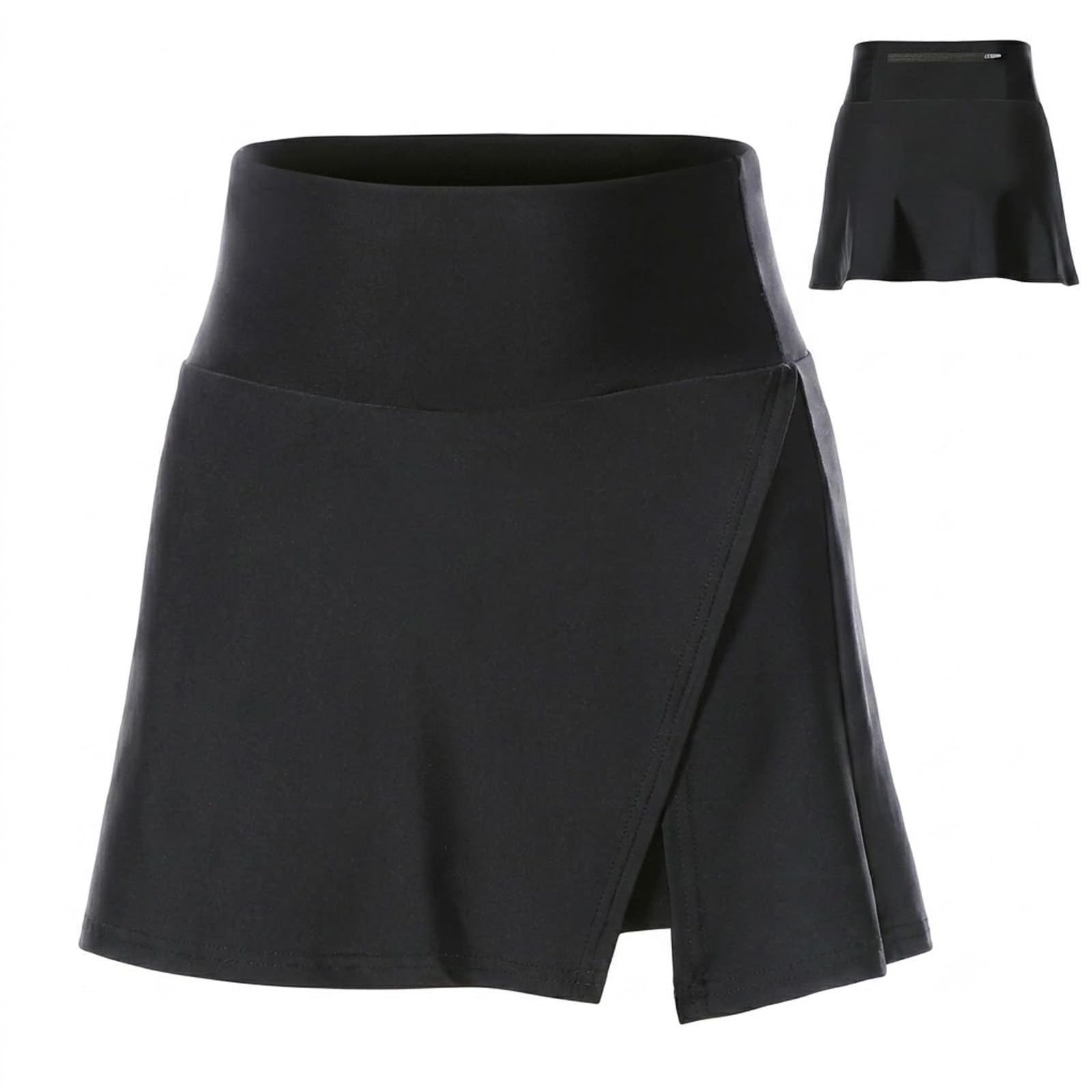Jupe-Culotte de Cyclisme Femme avec Short Rembourré 4D, Jupe Sportive Taille Haute Respirante à Séchage Rapide, Short Intégré avec Poches pour Tennis Golf Course Route VTT