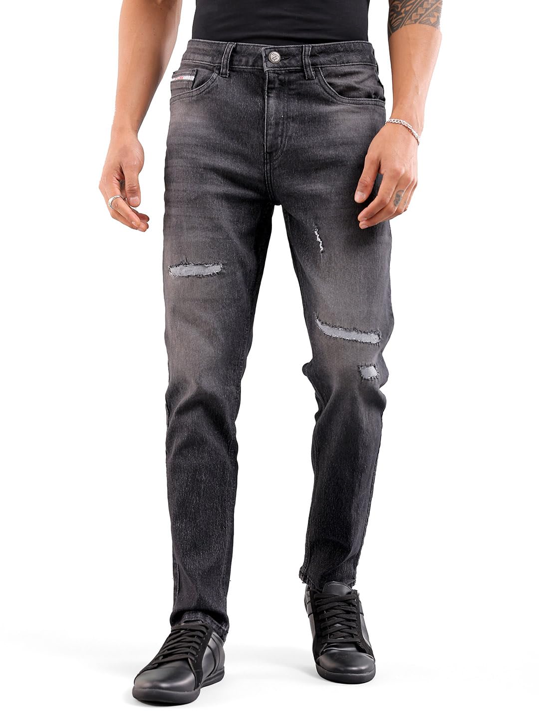 Men Mid Rise Slim Fit Solid Mid-Rise Stretchable Jeans-image-12