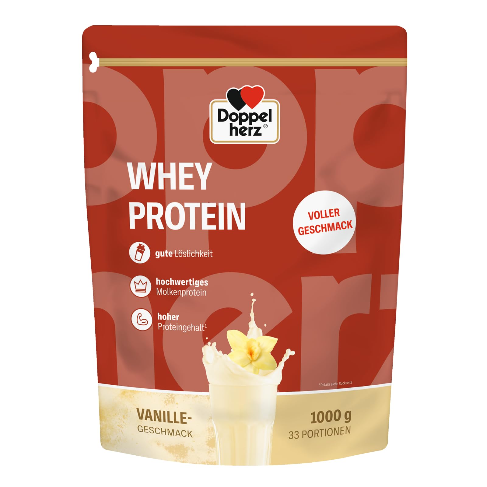Doppelherz Whey Protein, Proteine in Polvere alla Vaniglia, 1000 g | Proteine del siero del latte, Le proteine contribuiscono al mantenimento della massa muscolare, Vegetariano, 33 porzioni