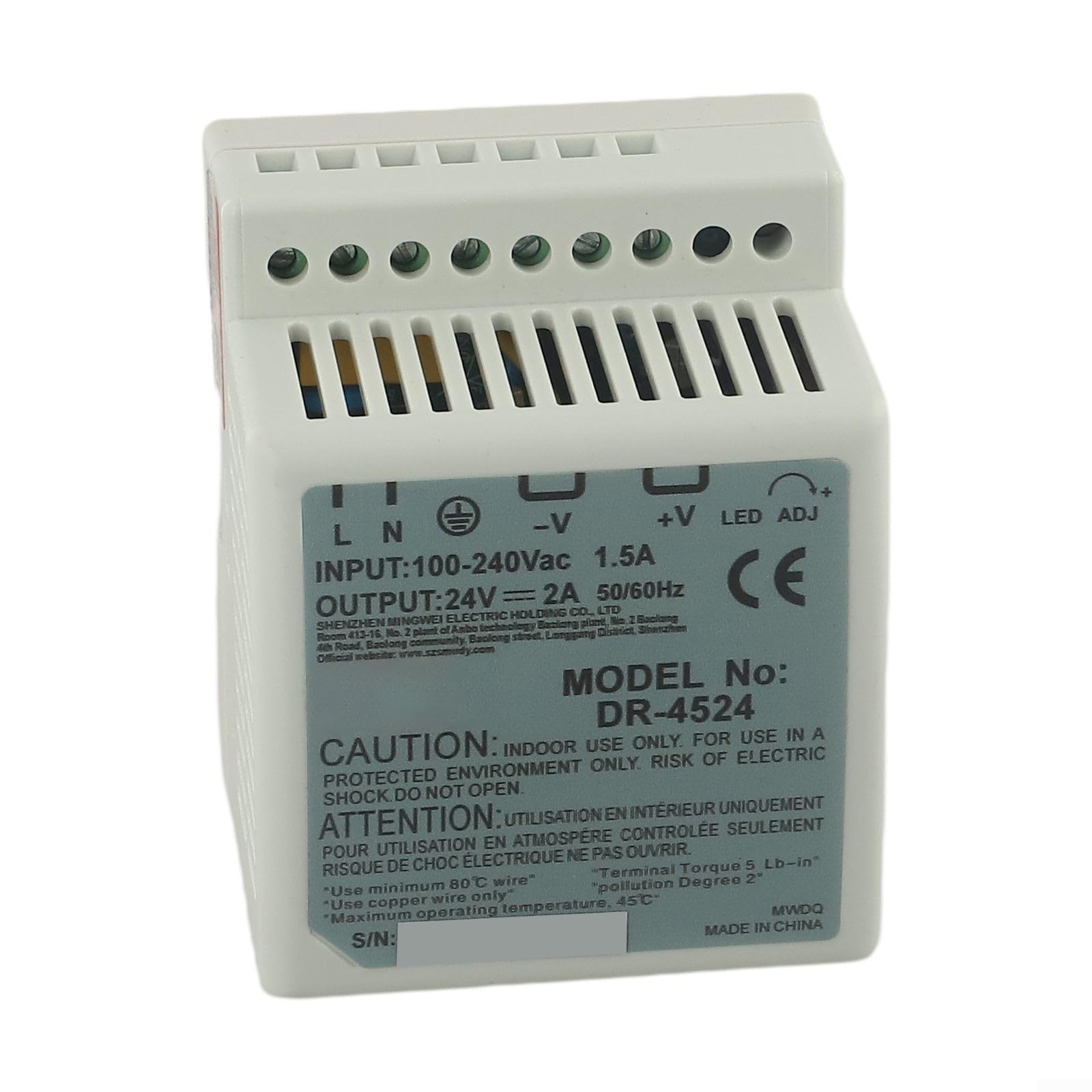 Alimentation à découpage sur rail DIN 24V 2A modèle DR-4524 - 8
