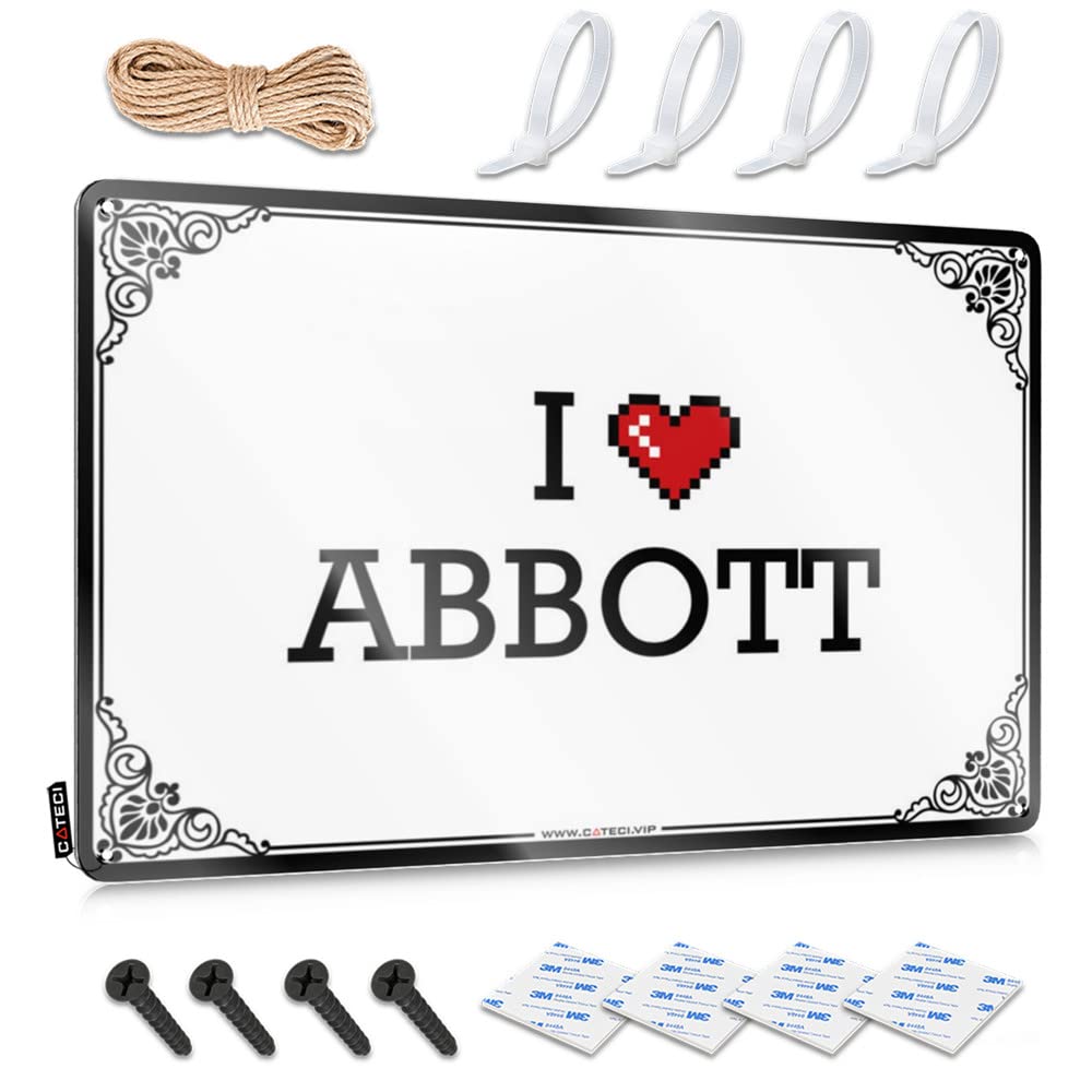 Fzfn Girls Colour Restroom Plaque - I Love Abbott Sweet Rustic Wall Hanging(30X40cm)