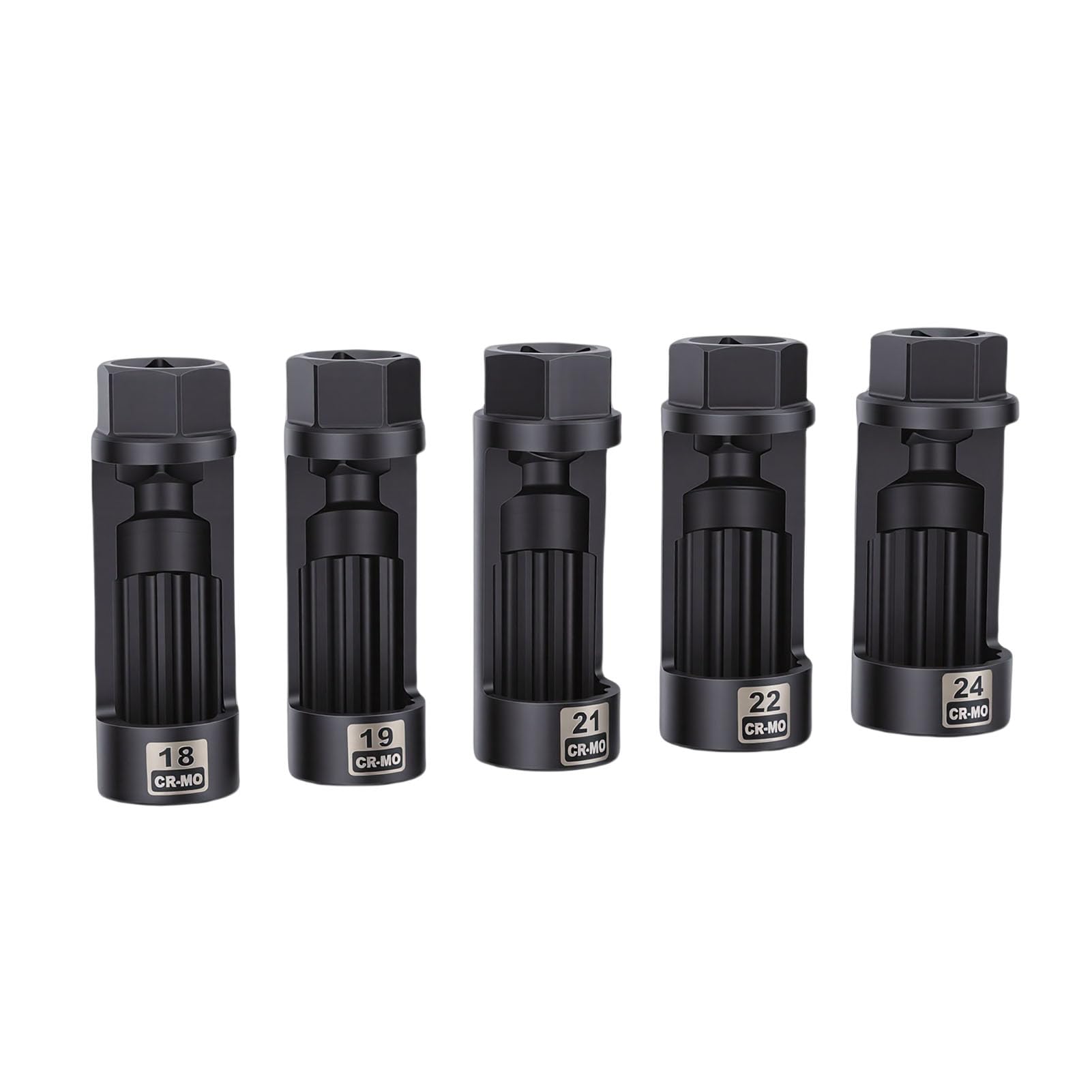 Keenso Set di Bussole per Dadi Puntone, 18 Mm 19 Mm 21 22 24 Kit Bussole Distanziatrici per Puntone Sospensione a 12 Punti 1/2 Pollice, con Materiale CR MO, per la Rimozione di