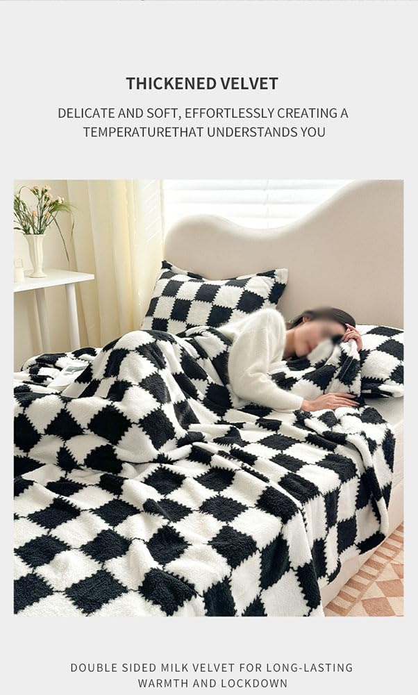 Manta de Forro Polar a Cuadros, Manta de Franela a Cuadros, Manta de Microfibra Ligera de Terciopelo Suave para Sofá, Cama, Viaje, Sala (120cmX200cm,C)